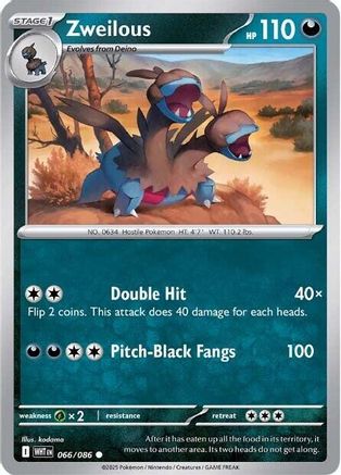 Image of Zweilous 066/086  - Reverse Holofoil SV White Flare - Common