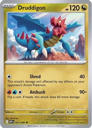 Image of Druddigon 071/086  - Reverse Holofoil SV White Flare - Uncommon