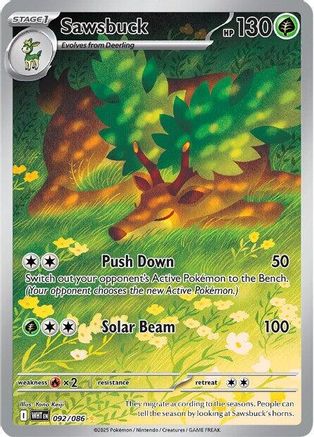 Image of Sawsbuck 092/086  - Holofoil SV White Flare - Illustration Rare