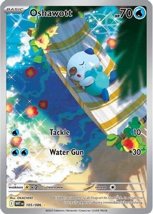 Image of Oshawott 105/086  - Holofoil SV White Flare - Illustration Rare