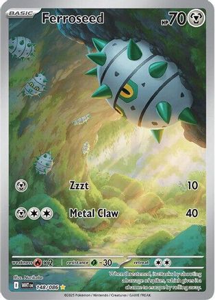Image of Ferroseed 148/086  - Holofoil SV White Flare - Illustration Rare
