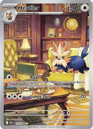 Image of Herdier 155/086  - Holofoil SV White Flare - Illustration Rare
