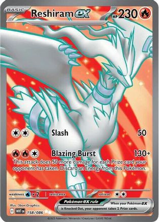 Image of Reshiram ex 158/086  - Holofoil SV White Flare - Ultra Rare