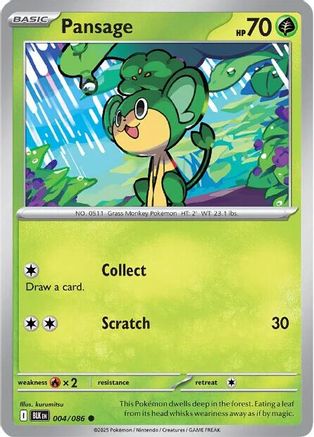 Image of Pansage 004/086  - Reverse Holofoil SV Black Bolt - Common