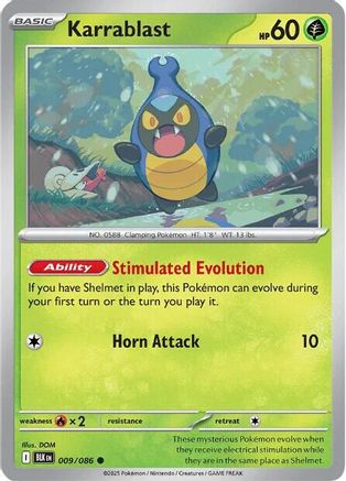 Image of Karrablast 009/086  - Reverse Holofoil SV Black Bolt - Common