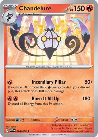 Image of Chandelure 018/086  - Holofoil SV White Flare - Rare