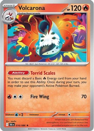 Image of Volcarona 016/086  - Reverse Holofoil SV Black Bolt - Rare