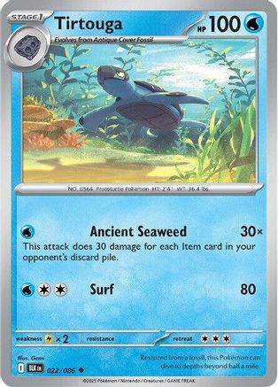 Image of Tirtouga 022/086  - Reverse Holofoil SV Black Bolt - Uncommon