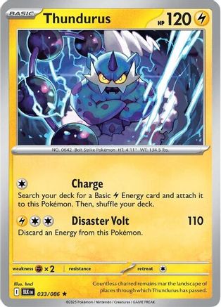 Image of Thundurus 033/086  - Holofoil SV Black Bolt - Rare