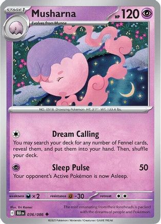Image of Musharna 036/086  - Reverse Holofoil SV Black Bolt - Uncommon