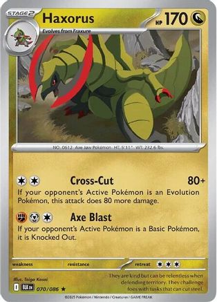Image of Haxorus 070/086  - Reverse Holofoil SV Black Bolt - Rare
