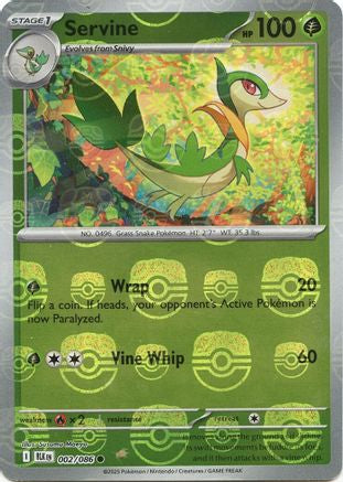 Image of Servine (Master Ball Pattern) 002/086  - Holofoil SV Black Bolt - Common