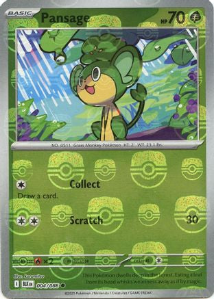 Image of Pansage (Master Ball Pattern) 004/086  - Holofoil SV Black Bolt - Common