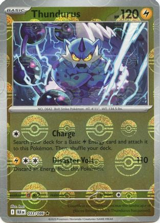 Image of Thundurus (Poke Ball Pattern) 033/086  - Holofoil SV Black Bolt - Rare