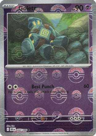 Image of Golett (Poke Ball Pattern) 042/086  - Holofoil SV Black Bolt - Common