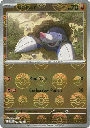 Image of Drilbur (Poke Ball Pattern) 045/086  - Holofoil SV Black Bolt - Common
