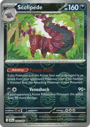 Image of Scolipede (Poke Ball Pattern) 056/086  - Holofoil SV Black Bolt - Uncommon