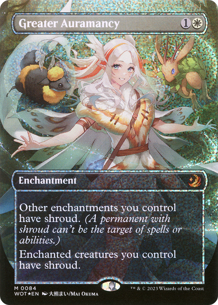 Image of Greater Auramancy (Anime Borderless) (Confetti Foil) (WOT-084) - Wilds of Eldraine: Enchanting Tales (Borderless) Foil