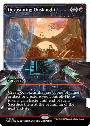 Image of Devastating Onslaught (0387) (Showcase) (Fracture Foil) (EOE-387) - Edge of Eternities Foil