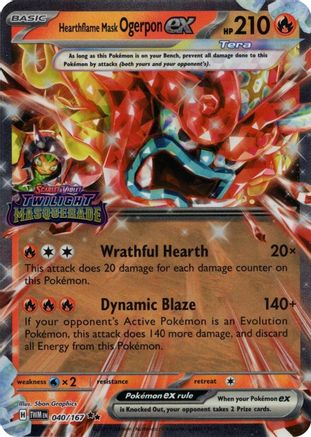 Image of Hearthflame Mask Ogerpon ex (Twilight Masquerade Stamp) 040  - Holofoil Miscellaneous Cards & Products - Double Rare