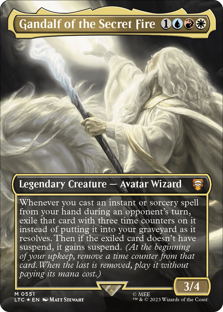 Image of Gandalf of the Secret Fire (Borderless) (Surge Foil) (LTC-551) - Tales of Middle-earth Commander (Borderless) Foil