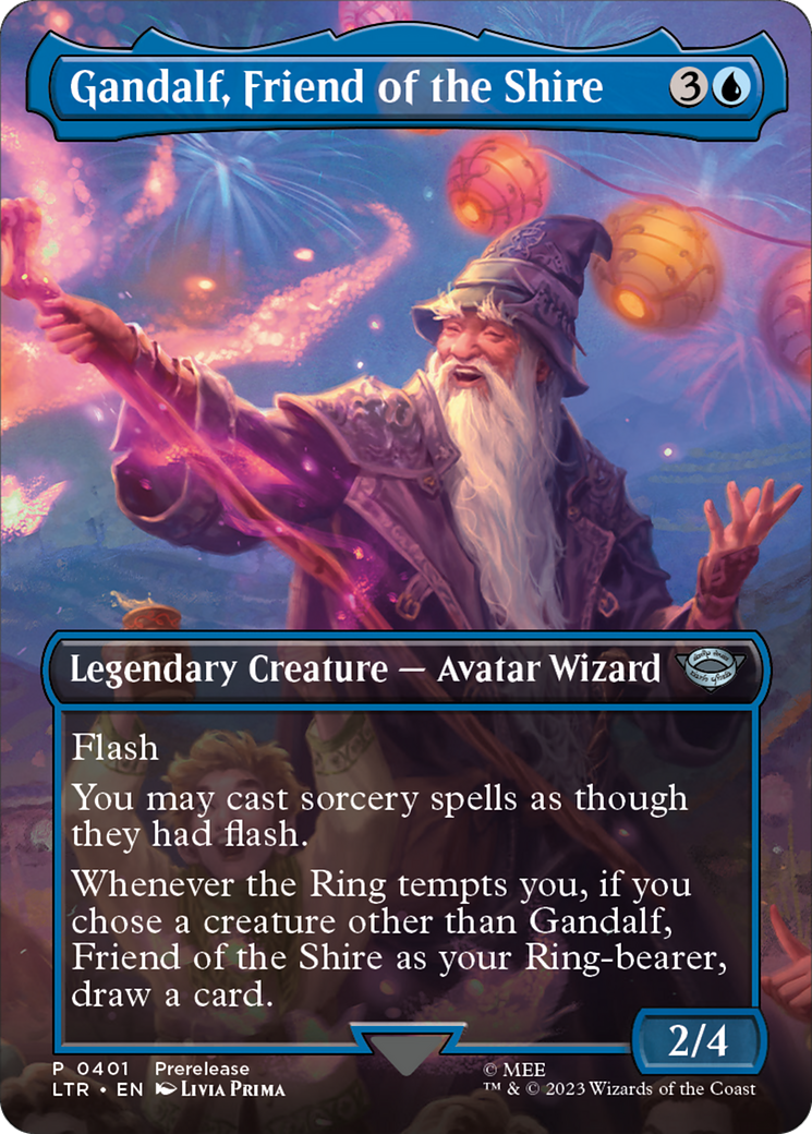 Image of Gandalf, Friend of the Shire (Borderless) (LTR-401) - The Lord of the Rings: Tales of Middle-earth (Borderless) Foil