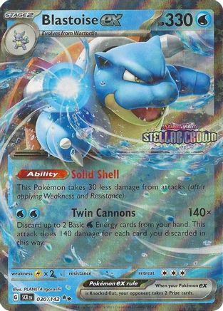Image of Blastoise ex (Stellar Crown Stamp) 030  - Holofoil Miscellaneous Cards & Products - Double Rare
