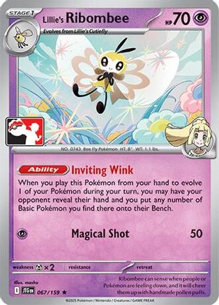 Image of Lillie's Ribombee 067/159  - Holofoil Prize Pack Series Cards - Rare