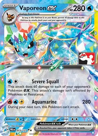 Image of Vaporeon ex 023/131  - Holofoil Prize Pack Series Cards - Double Rare