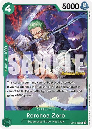 Image of Roronoa Zoro (036) (OP12-036) - Legacy of the Master Release Event Cards