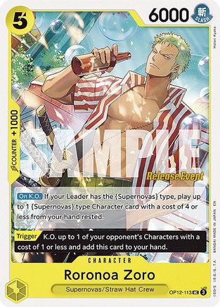 Image of Roronoa Zoro (113) (OP12-113) - Legacy of the Master Release Event Cards