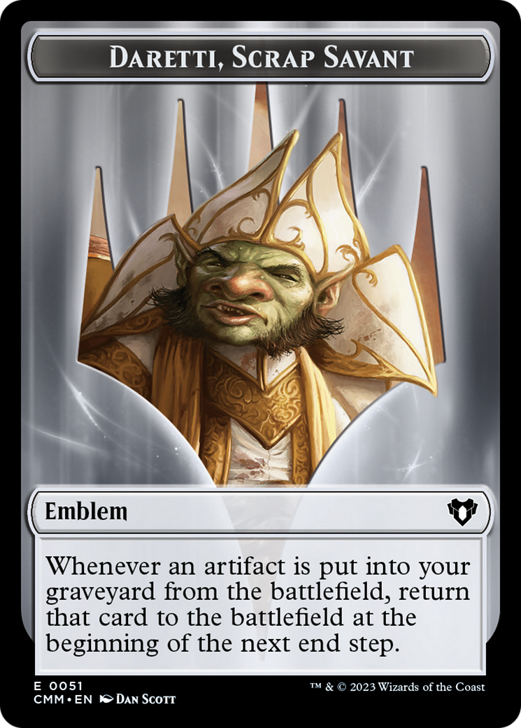 Image of Daretti, Scrap Savant Emblem (TCMM-051) - Commander Masters Tokens Foil