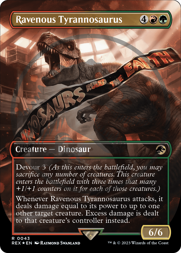 Image of Ravenous Tyrannosaurus (Borderless) (Emblem) (REX-043) - Jurassic World Collection (Borderless) Foil