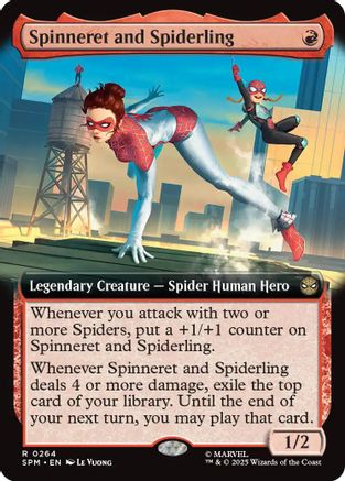 Image of Spinneret and Spiderling (Extended Art) (SPM-264) - Marvel's Spider-Man Foil