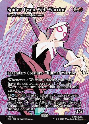 Image of Spider-Gwen, Web-Warrior - Najeela, the Blade-Blossom (Borderless) (MAR-024) - Marvel Eternal-Legal Foil