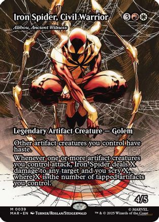 Image of Iron Spider, Civil Warrior - Alibou, Ancient Witness (Borderless) (MAR-039) - Marvel Eternal-Legal Foil