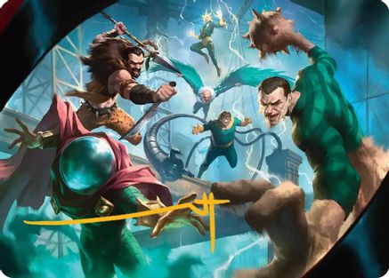 Image of Behold the Sinister Six! Art Card (7/54) (Gold-Stamped Signature) (AASPM-007) - Art Series: Marvel's Spider-Man