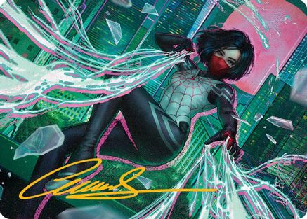 Image of Silk, Web Weaver Art Card (29/54) (Gold-Stamped Signature) (AASPM-029) - Art Series: Marvel's Spider-Man
