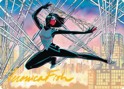 Image of Silk, Web Weaver Art Card (39/54) (Gold-Stamped Signature) (AASPM-039) - Art Series: Marvel's Spider-Man