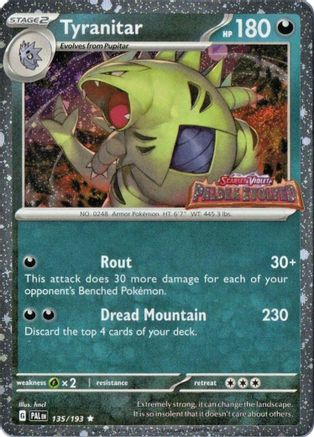 Image of Tyranitar (Paldea Evolved Stamp) 135  - Holofoil Miscellaneous Cards & Products - Promo