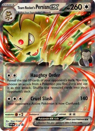 Image of Team Rocket's Persian ex 218  - Holofoil SV10 Destined Rivals - Promo