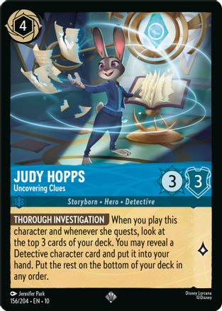 Image of Judy Hopps - Uncovering Clues (156/204) - Whispers in the Well Holofoil