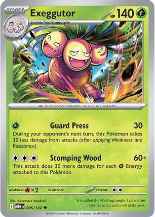 Image of Exeggutor 005/132  - Reverse Holofoil ME01 Mega Evolution - Uncommon