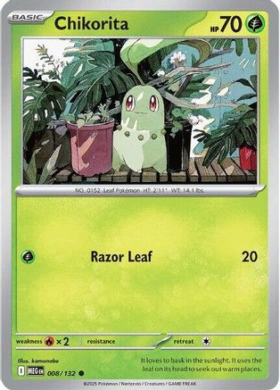 Image of Chikorita 008  - Reverse Holofoil ME01 Mega Evolution - Common