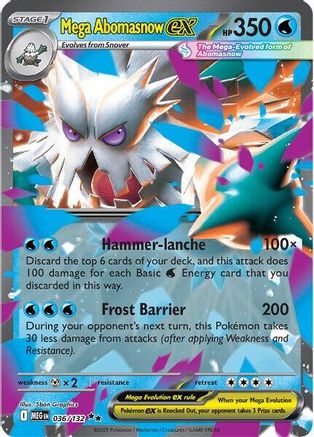Image of Mega Abomasnow ex 036/132  - Holofoil ME01 Mega Evolution - Double Rare
