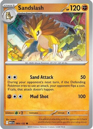 Image of Sandslash 069  - Reverse Holofoil ME01 Mega Evolution - Common