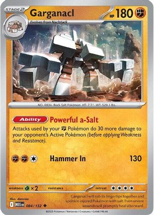Image of Garganacl 084/132  - Reverse Holofoil ME01 Mega Evolution - Uncommon