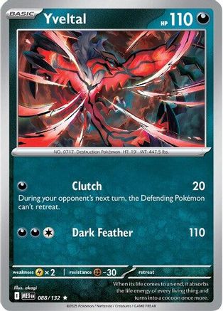 Image of Yveltal 088  - Reverse Holofoil ME01 Mega Evolution - Rare