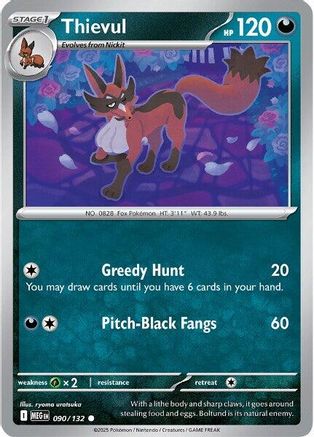 Image of Thievul 090  - Reverse Holofoil ME01 Mega Evolution - Common