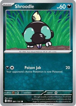 Image of Shroodle 091/132  ME01 Mega Evolution - Common